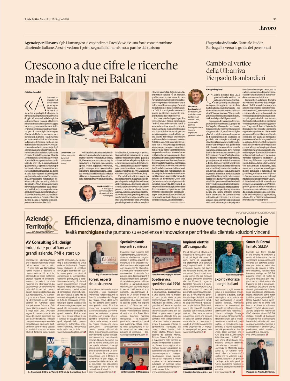 Rubrica Aziende e Territorio - Il Sole 24 Ore