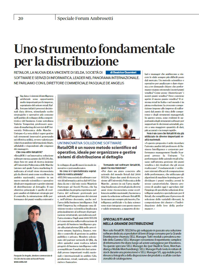 Articolo Tabloid Industria RetailOR Il Giornale SELDA Informatica