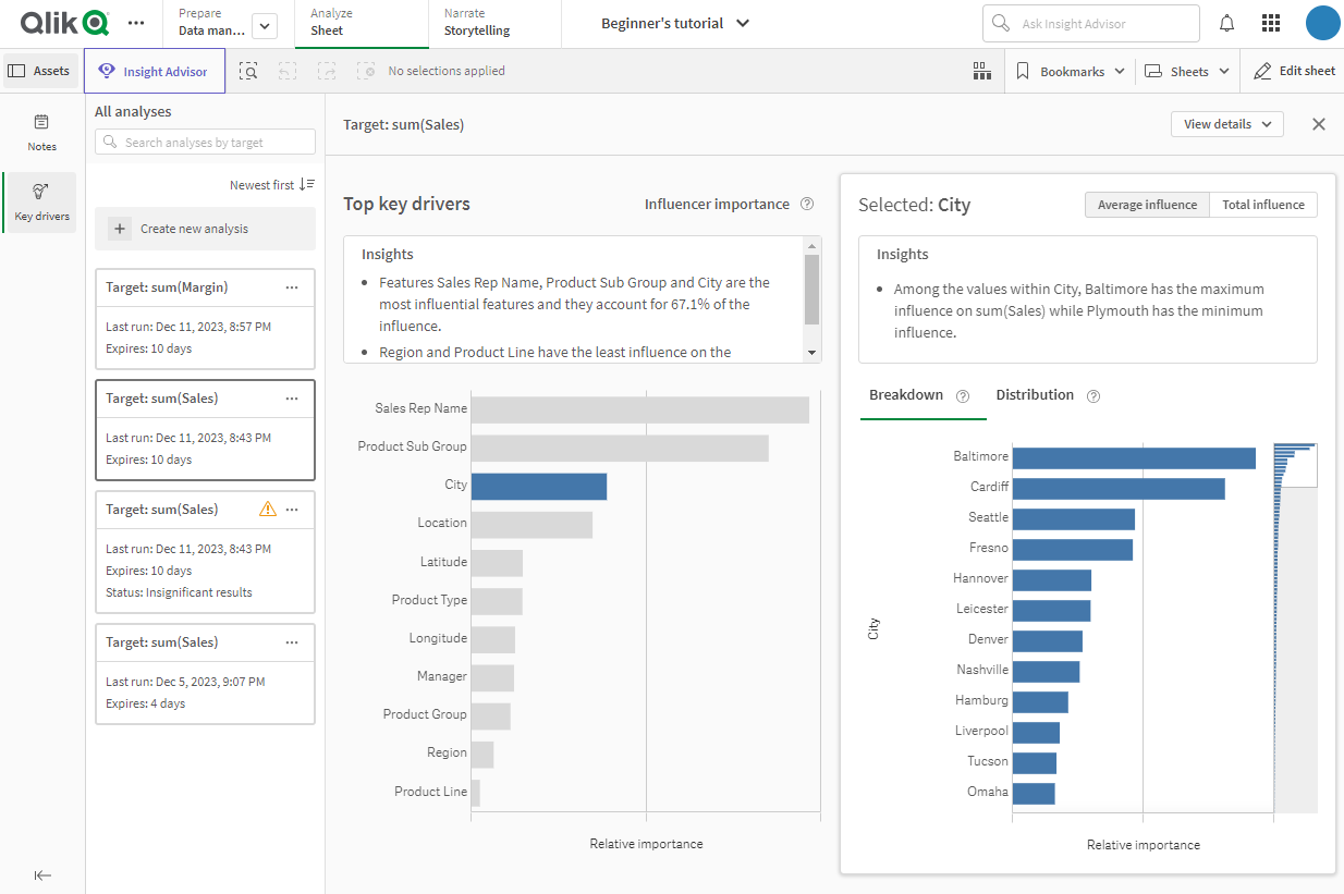 Qlik Cloud Key Driver Analysis Come Funziona